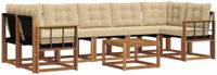 vidaXL - Hoek loungeset - Acacia hout - Natuurlijk en beige
