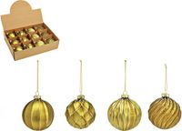 G. Wurm luxe gedecoreerde kerstballen - 12x stuks - goud - glas - 8 cm