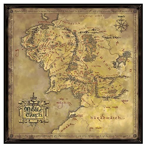 The Noble Collection Lord of The Rings Map of Middle Eartgh 1000 Piece Jigsaw Puzzle - 60 x 60 cm oversized puzzel - Lord of The Rings Film Set Movie Props Wall - Gifts for Family, Friends