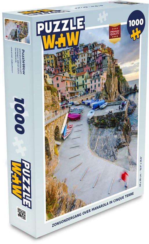 MuchoWow Puzzel Zonsondergang over Manarola in Cinque Terre - Legpuzzel - Puzzel 1000 stukjes volwassenen