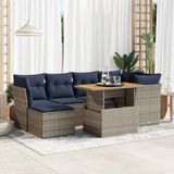 Maison Exclusive - Ensemble de meubles de jardin 7 pièces avec canapé et coussins, gris, en polyrotin