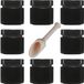 mikken 8 x kruidenpotjes 125 ml, zwarte glazen potten incl. kruidenschep