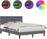 vidaXL Bedframe met LED-stripverlichting Grijs 140 x 190 cm Kunstleer