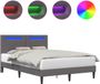 vidaXL Bedframe met LED-stripverlichting Grijs 140 x 190 cm Kunstleer