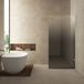Wiesbaden Less Douche - Rechts - 90x200cm - 8mm Veiligheidsglas - Helder naar Spiegelrook Glas - Geborsteld Messing - Nano Coating Antikalk