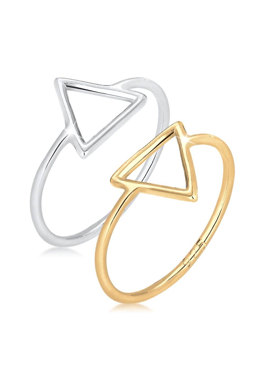 Elli Elli Elli Ring dames set driehoek Geo Bi-Color in 925 sterling zilver Ringen Dames