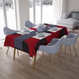 Bonamaison Tafelkleed, Anti-Mold, Sneldrogend, Waterdicht, 100% Polyester Tafellaken, rood Zwart, 140 x 200 Cm - Ontworpen en Vervaardigd in Turkije