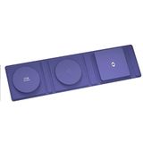 DAM Magsafe 15 W + Qi 5 W + SmartWatch 3 W laadstation van leer – violet