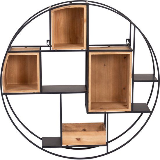 Wandrek Rond Ø 75 cm Abaco - Hout/Zwart