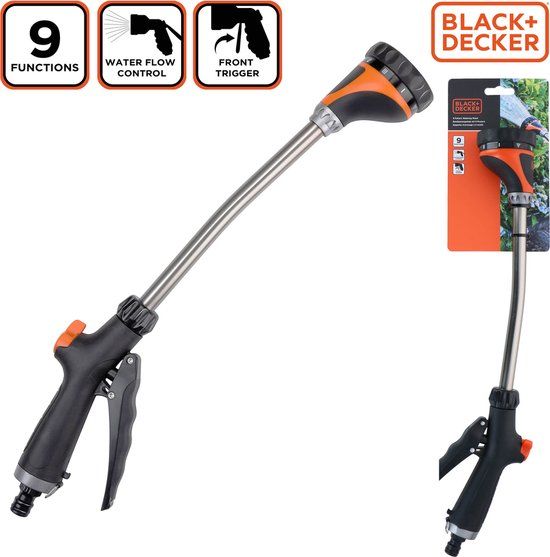 BLACK+DECKER Plantensproeier Lange Steel - 9 Standen - 50 CM - Zwart/ Oranje