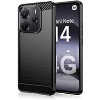 XEPTIO Coque protection noire style Carbone pour Xiaomi Redmi Note 14 4G souple Antichoc