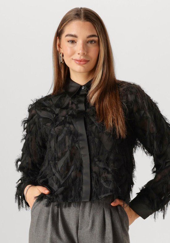 SELECTED FEMME SELECTED WOMEN Slfmyline Ls Fluffy Cropped Shirt - Zwart - Maat 34