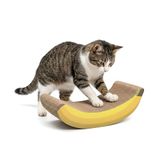 AQPET Krabpaal van bananenkarton voor volwassen katten, groot en klein, tapijt met krabpaal van karton en envelop met kattenkruid, afmetingen 47 x 22 x 15 cm, geel, groen