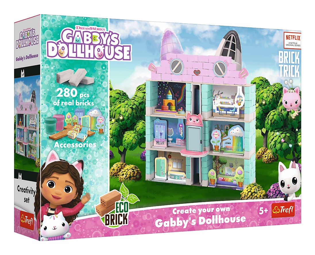 Trefl Brick Trick - Gabby's Dollhouse Building Blocks - 280 Pieces - Multicolour