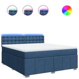 vidaXL Boxspringbed met matras, blauw, 160x200 cm, gestoffeerd