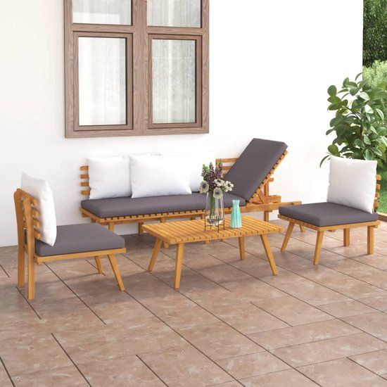 The Living Store Houten Tuinset - Acaciahout - 90x55x35cm - Bruin