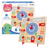 CRAZE My Learning Clock Dino - Lernuhr für Kinder aus Holz, Kalenderuhr zum Lernen für Kinder, Lerntafel Uhr Jahreszeiten Wanduhr