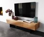 Meuble TV New Live-Edge 145 cm acacia naturel 3 portes pied flottant métal noir