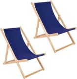 Sonstige Lot de 2 chaises longues pliantes bleues en bois