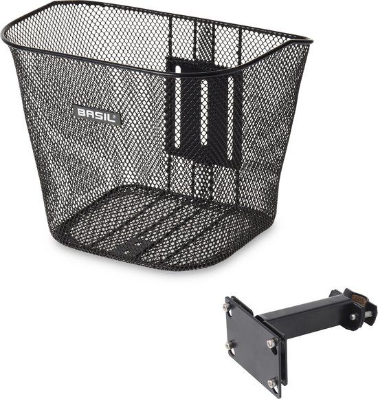 Basil Bremen Fietsmand - Voor - Staal - Zwart - 24L - Inclusief Bevestigingssysteem