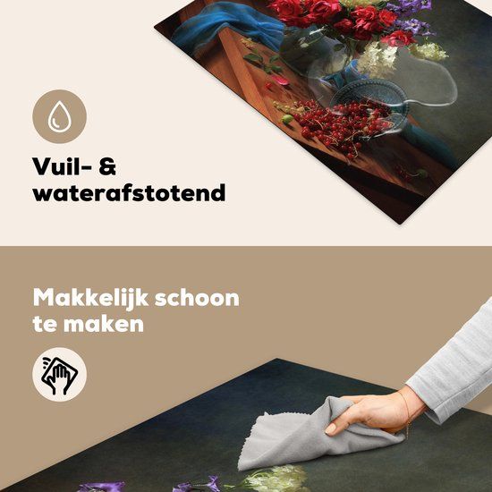 KitchenYeah® Inductie beschermer 75x52 cm - Kersen - Kleuren - Stilleven - Inductie kookplaat accessoire