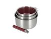 Vinyle Set de 3 casseroles en acier inoxydable et poignée amovible lie de vin