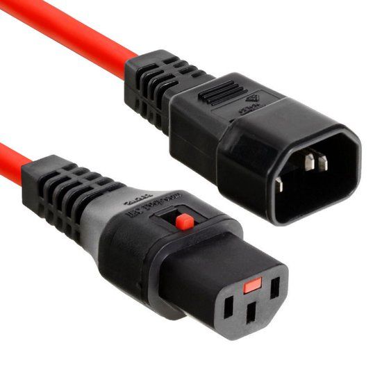 ACT Apparaatsnoer C13 naar C14 - Zwart/Rood - 3m