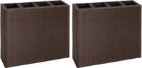 vidaXL Plantenbak verhoogd met 4 potten 2 st poly rattan bruin