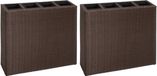 vidaXL Plantenbak verhoogd met 4 potten 2 st poly rattan bruin