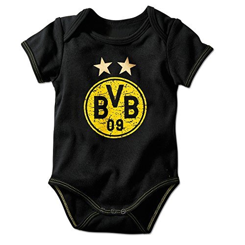 Borussia Dortmund Uniseks Baby Bvb-babybody embleem babybody, zwart, 50/56 EU