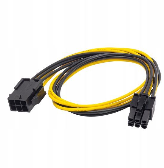 Akyga PCI Express 6-Pins Voedingskabel 0,4 M Zwart-Geel