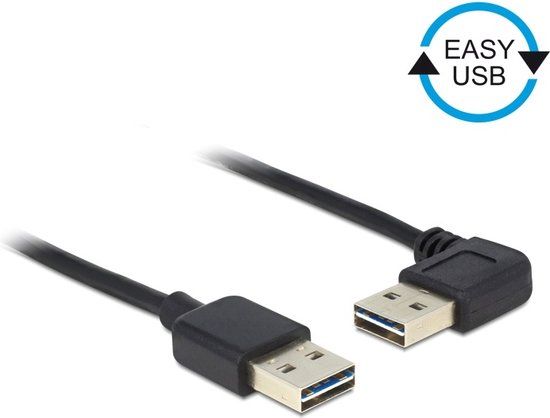 DeLOCK USB 2.0 Kabel - 5m - A Male / A Male 90° - Zwart