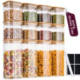 Ronde bewaarpotten, 400 en 920 ml, set van 12, luchtdicht, extra stevig