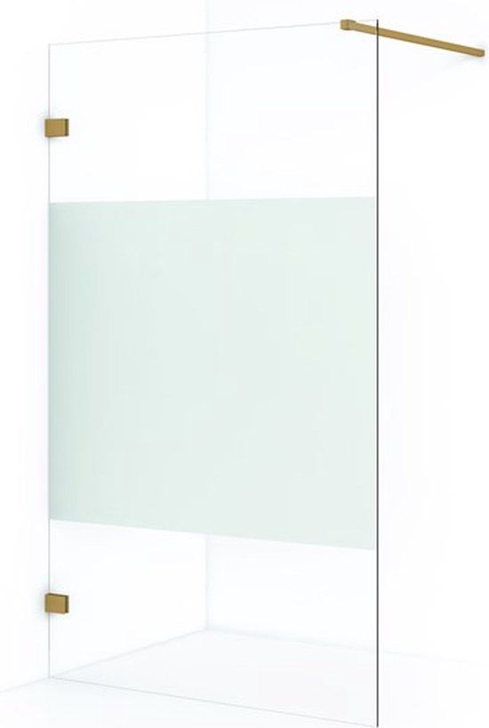 Maxaro Inloopdouche Diamond 110cm 8mm Helder Veiligheidsglas met Matte Strook Goud