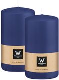 Wiedemann Cilinderkaars/stompkaars - 2x - donkerblauw - 12 x 6 cm - 33 branduren