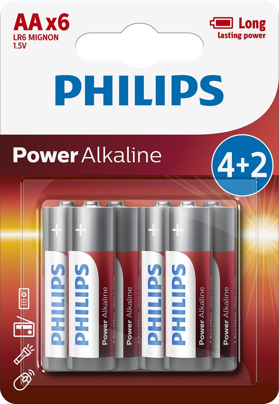 Philips Power Alkaline AA Batterijen - 6 stuks