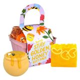 Bomb Cosmetics Stay Golden Honey Punnet Bad Bomb & Zeep Bar Set Gift Box