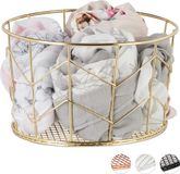 Merkloos Relaxdays Draadmand, Rond, Metaal, Ø 22 cm, Goud