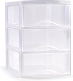 PLASTICFORTE Ladeblokje/bureau organizer met 3x lades - transparant - L26 x B37 x H37 cm