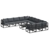 vidaXL Tuinbank Set Zwart Aluminium