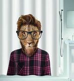 Spirella Smart Lion Douchegordijn, schimmelwerend, polyester, 180 x 200 cm, wit