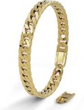 SERASAR | Premium roestvrijstalen armband voor heren [Cubaans] | 316L chirurgisch staal | Waterdicht | Veilige sluiting | Goudkleurig, 23 cm | Inclusief sieradendoosje