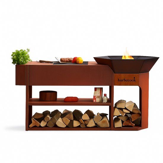 Barbecook Nestor Island - Cortenstaal - Houtskoolbarbecue - 190x55x100cm