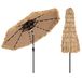 COSTWAY Parasol Hawaii, 270 cm, paille PE avec LED solaire et double toit, parasol de jardin réglable en paille