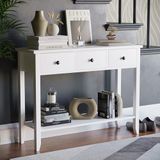 Vida Designs Windsor Consoletafel met onderplank, woonkamer, hal Way meubels (3 laden, wit)