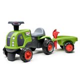 FALK Tractor Claas - Green - Silent Wheels - Steering Wheel with Horn - Trailer with Accessories - 90% Recycled Plastic - 100% Made in France - From 12 Months - 312CS