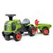 FALK Tractor Claas - Green - Silent Wheels - Steering Wheel with Horn - Trailer with Accessories - 90% Recycled Plastic - 100% Made in France - From 12 Months - 312CS