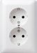 GIRA 078003 Wandcontactdoos dubbel Inzetstuk System 55, Standaard 55, E2, Event, Event Clear, Event Opaque, Esprit, ClassiX Zuiver wit glanzend 1 stuk(s)