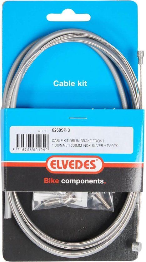 Elvedes Remkabel Set Voor Trommelrem 1350/1000 Mm Grijs/zilver