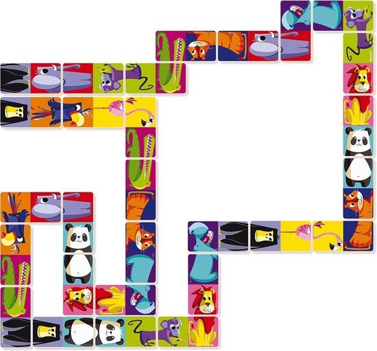 Janod Domino Jungle - 2-in-1 Domino Game - Educational Game for Kids